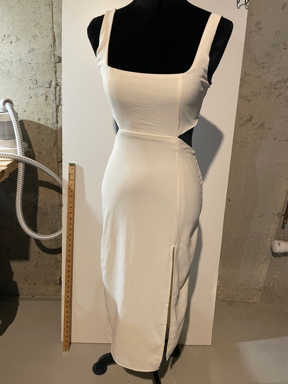 Forever 21 White Square-Neck Cutout Midi Dress with Side Slit